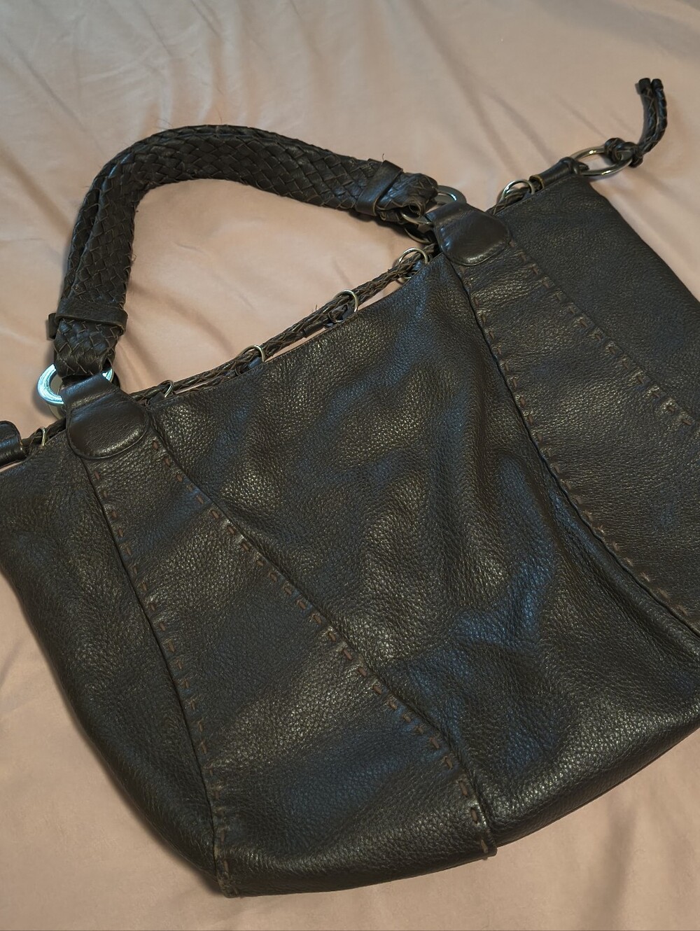 Brown Italian Leather Bag By Desmo